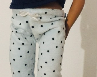 Baby Blue and indigo polka dot lounge pants for Sasha or Gregor or 16-18” models