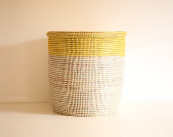 EPUR African Basket Yellow & White Flat Lid SMALL