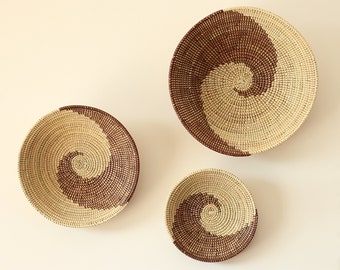 African Basket Bowl Wall decor Kitchen plate Set of 3