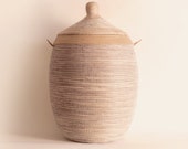EGG African basket White and Beige leather LARGE
