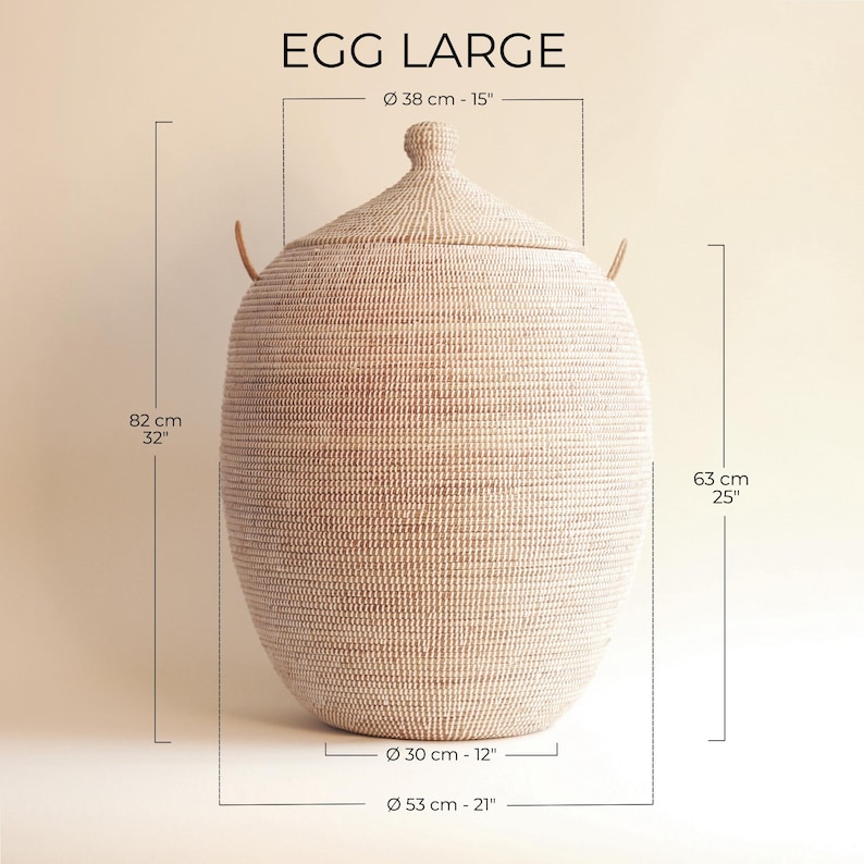 Handmade Laundry - Faire trade African basket – Large Storage Basket - EGG White image 12