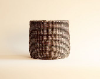 EU- POT L African Basket Cache Pot Basket Black Ø 35 cm / H 30 cm