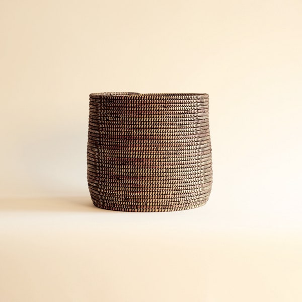 UE- POT L Panier African Cache Pot Corbeille Noir Ø 35 cm / H 30 cm