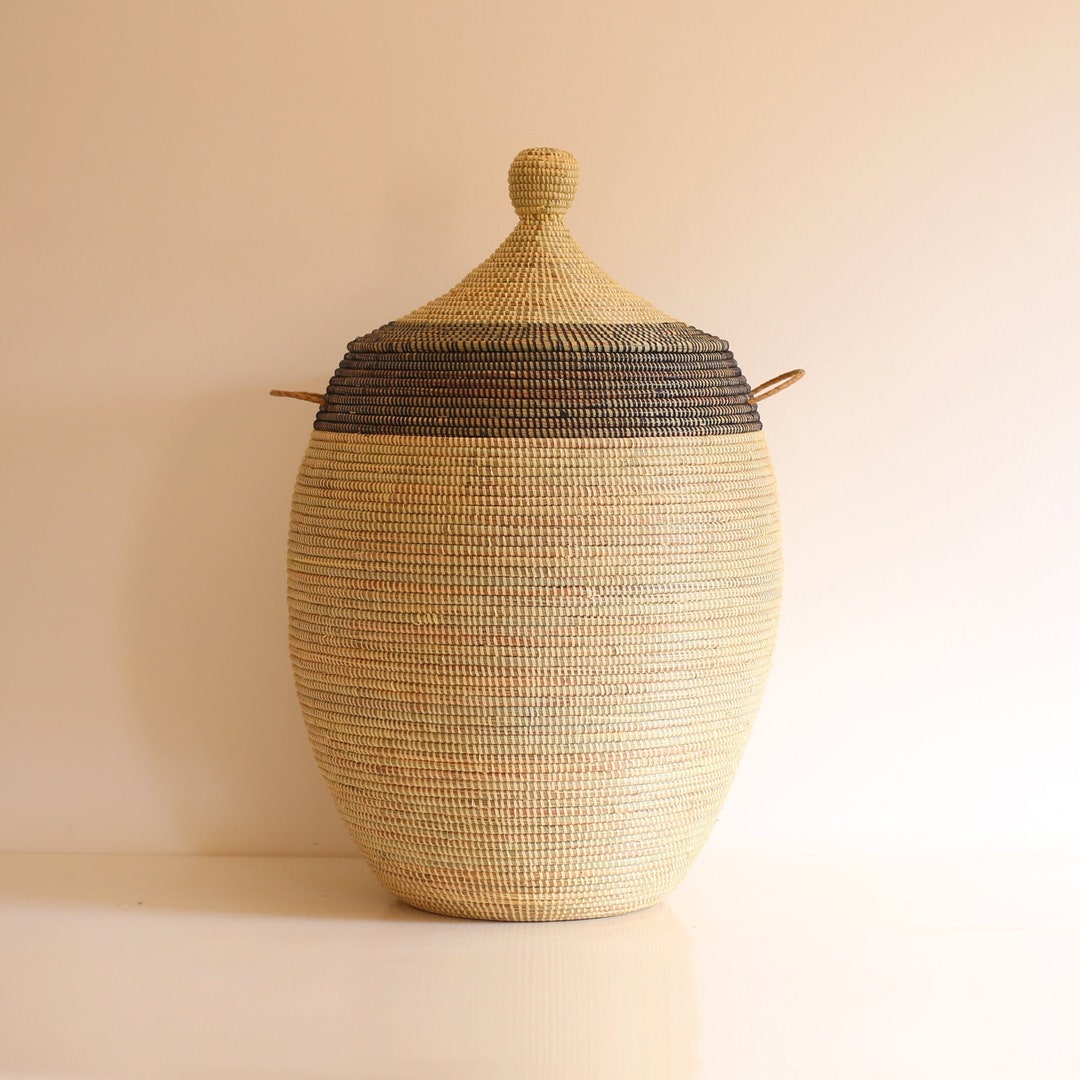 Woven Basket, African EGG Basket With Lid, Seagrass Laundry Hamper ...