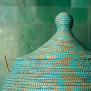 Handwoven Seagrass Laundry Basket with Lid: Mint African Wicker - EGG Mint image 5