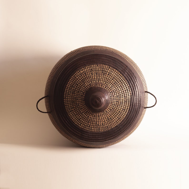 EGG African basket Black and Brown Leather LARGE image 4