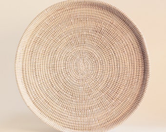 UE- TRAY Panier Africain Grand Plateau Blanc Ø 58 cm