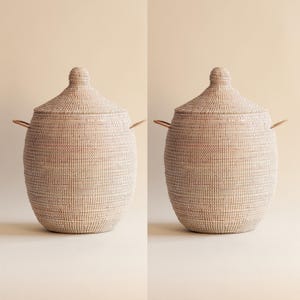 Handwoven Seagrass Laundry Basket Set: African Storage Baskets with Lids