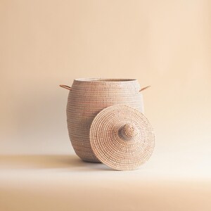 Handmade Laundry - Faire trade African basket – Large Storage Basket - EGG White image 14