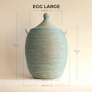Handwoven Seagrass Laundry Basket with Lid: Mint African Wicker - EGG Mint image 11