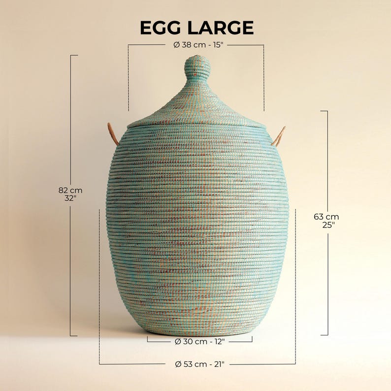 Handwoven Seagrass Laundry Basket with Lid: Mint African Wicker - EGG Mint image 11