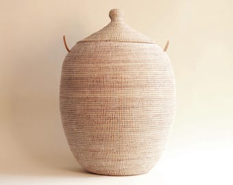 Handmade Laundry  - Faire trade African basket  – Large Storage Basket - EGG White
