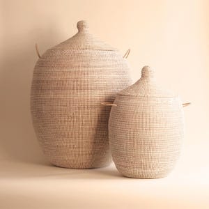 Handmade Laundry - Faire trade African basket – Large Storage Basket - EGG White image 2