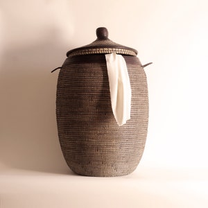 EGG African basket Black and Brown Leather LARGE image 5