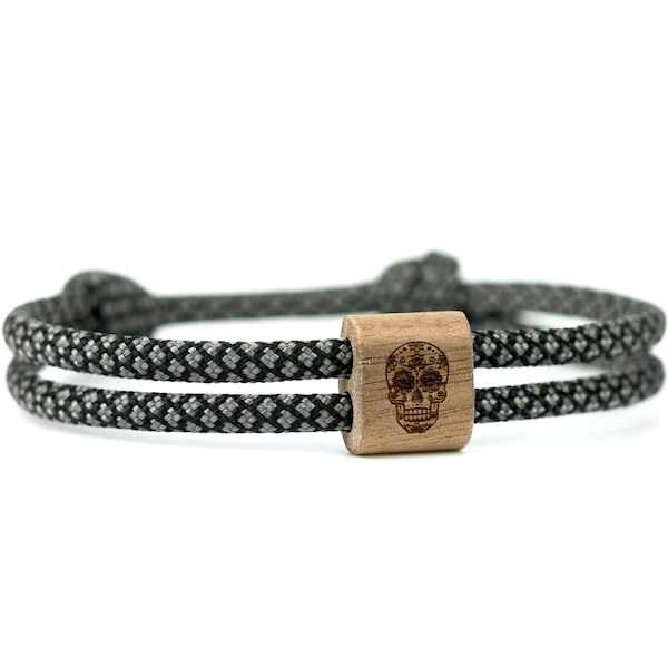 KOMIMAR La Catrina Totenkopf Mexiko Armband, Holz Armband