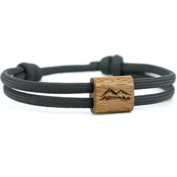 KOMIMAR HOLZ GIPFELSTÜRMER Berg Armband, Symbol Armband, Wandern, Bergsteiger