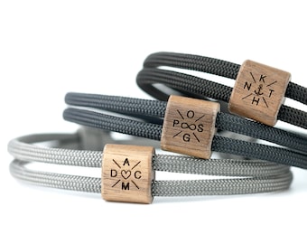 KOMIMAR •  Holz HUA MUA Armband • Symbol Mitte Initialen Armband • Gravur Armband