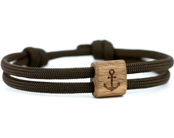 Bracelet ancre KOMIMAR, bracelet nautique, bracelet en bois, bracelet surfeur
