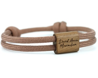 KOMIMAR Holz WUNSCHGRAVUR Armband Personalisert, Familen Armband