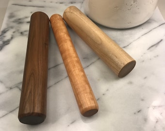 SHORT Straight Rolling Pins / 10", 10" x 1-1/4" and 8" / Tortillas, Pastries / Walnut Cherry and Maple
