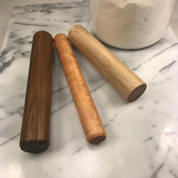 SHORT Straight Rolling Pins / 10", 10" x 1-1/4" and 8" / Tortillas, Pastries / Walnut Cherry and Maple