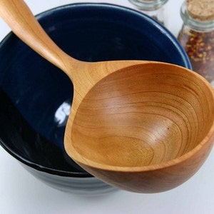 Serving Ladle with Pouring Spout / 12" / Right or Left Handed / Cherry or Walnut