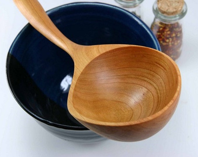 Serving Ladle with Pouring Spout / 12" / Right or Left Handed / Cherry or Walnut