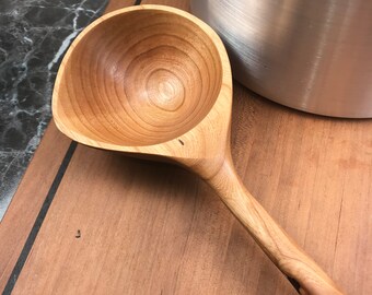 Berard Olive Wood Soup Ladle with Leather Strap