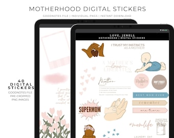 Mother's Day Motherhood Digital Planner Stickers-Spring Digital Stickers~ Pre-Cropped Goodnotes PNG Digital Stickers-Mini Sticker Set