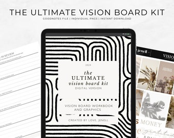 Digital Vision Board Kit | Vision Board Planner | Vision Board Affirmations | Vision Board Digital | Vision Board Graphics, Templates, Party