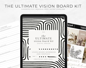 Digital Vision Board Kit | Vision Board Planner | Vision Board Affirmations | Vision Board Digital | Vision Board Graphics, Templates, Party