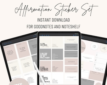 Digital Planner Stickers Affirmation~ Pre-Cropped Goodnotes and PNG Digital Planner Stickers -33 Planner Stickers Minimalist Modern Stickers
