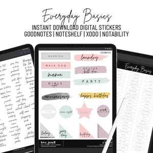 200 Digital Stickers Everyday Basic Digital Planner Stickers~ Daily Word Digital Stickers- Pre-Cropped Goodnotes PNG Digital Stickers