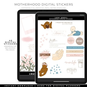 Mother&#39;s Day Motherhood Digital Planner Stickers-Spring Digital Stickers~ Pre-Cropped Goodnotes PNG Digital Stickers-Mini Sticker Set