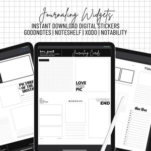 Digitale Planner Journal Widgets - Stickers - Scrapbooking, Geheugen bijhouden, Journaling ~ Voorgesneden PNG's - 20 Widget Stickers
