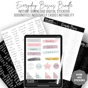 400 Stickers Everyday Basic Digital Planner Stickers~ Daily Word Digital Stickers- Pre-Cropped Goodnotes PNG Digital Stickers