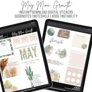May 2022 Mini Digital Planner Stickers-Spring Digital Stickers~ Boho Planner Stickers | Pre-Cropped Goodnotes Digital Stickers-Mini Sticker