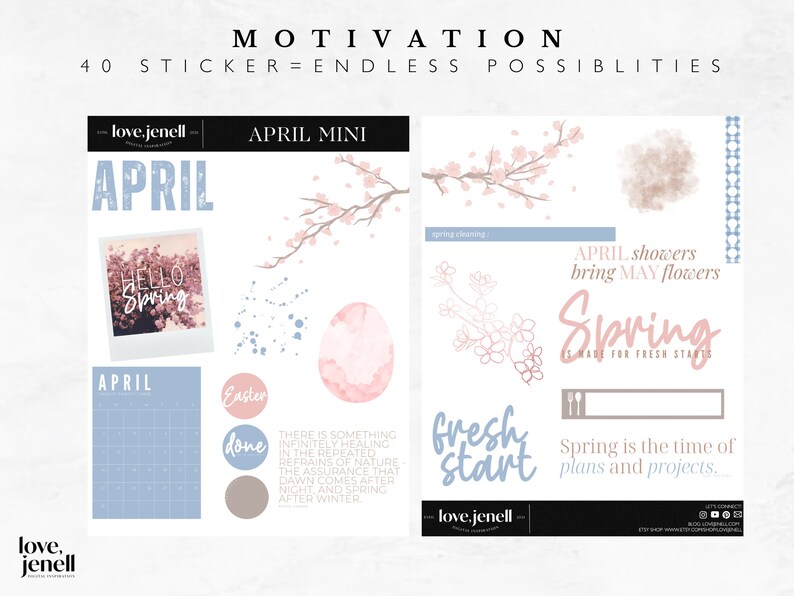 April Spring Easter Digital Planner Stickers | Noteshelf & Goodnotes ...