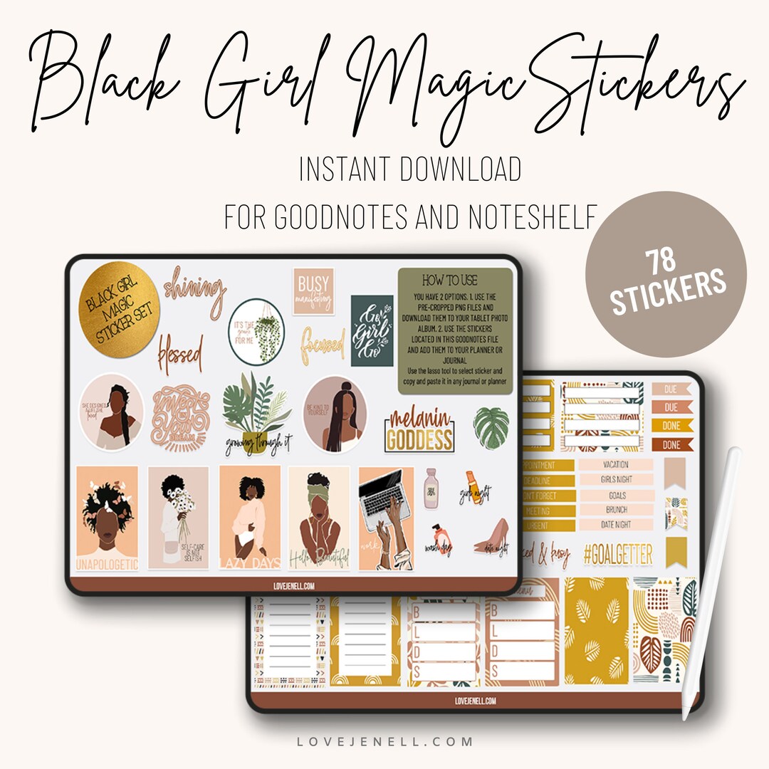 Black Girl Magic Digital Planner Stickers | Goodnotes, Notability ...