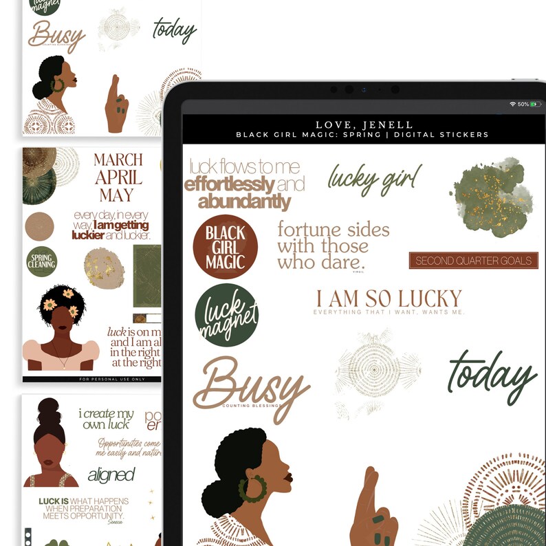 Black Girl Digital Planner Stickers Black Women | Goodnotes, Notability ...