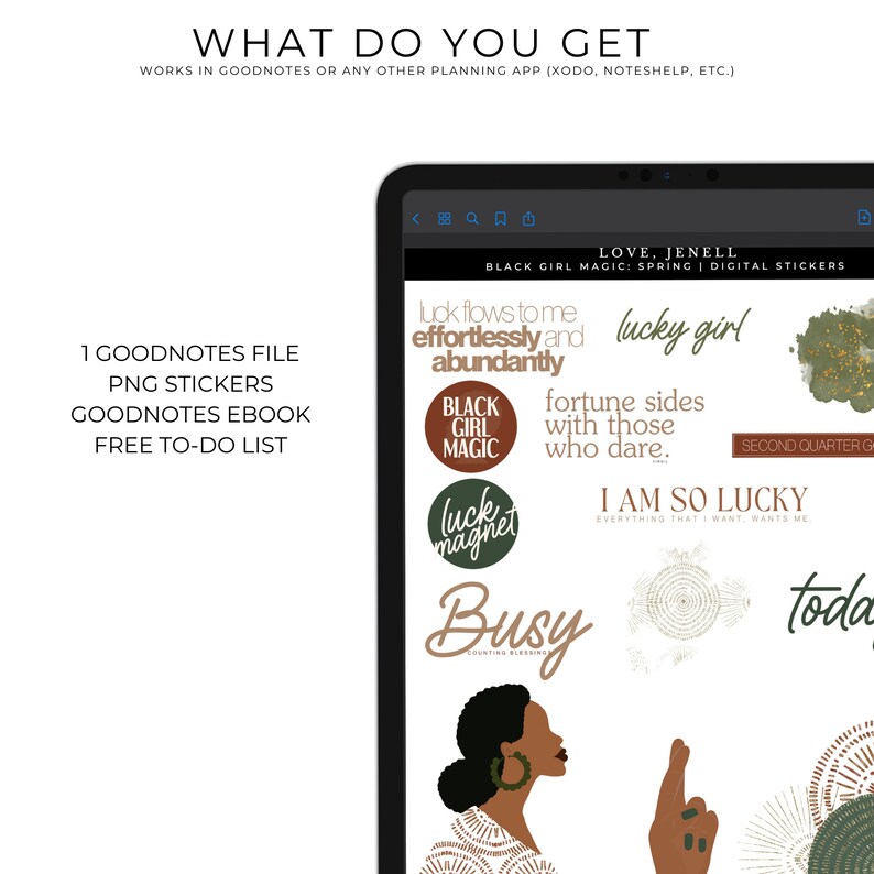 Black Girl Digital Planner Stickers Black Women | Goodnotes, Notability ...