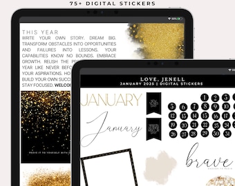 January Digital Planner Stickers- Winter Digital Stickers~ | Pre-Cropped Goodnotes Digital Stickers-Sticker| Blue Silver digital stickers