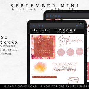 September Mini Digital Planner Stickers-Fall Digital Stickers~ | Pre-Cropped Goodnotes Digital Stickers-Mini Sticker Set