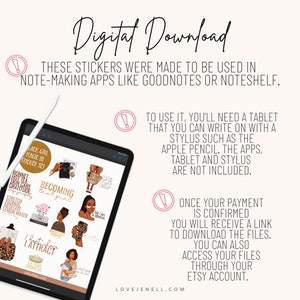 Digital Planner Stickers Black Girls GoodNotes, Notability, Noteshelf, Xodo Precropped PNGs iPad Android Digital Stickers image 8