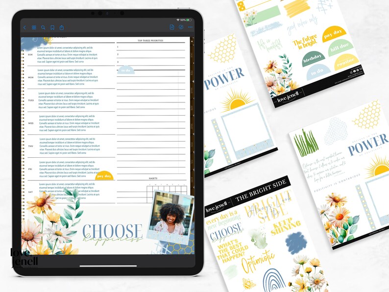 Daisy Digital Sticker Kit | Goodnotes and Android Apps | 40 PNG ...