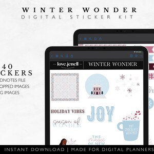 Winter Digital Stickers | Christmas Digital Stickers | GoodNotes 40 Stickers