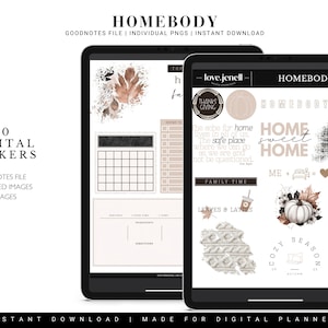 Cozy Fall Hygge Homebody Digital Stickers for GoodNotes - Muted Fall Color Palette | Autumn Planner Decor | Digital Stickers | 40 stickers