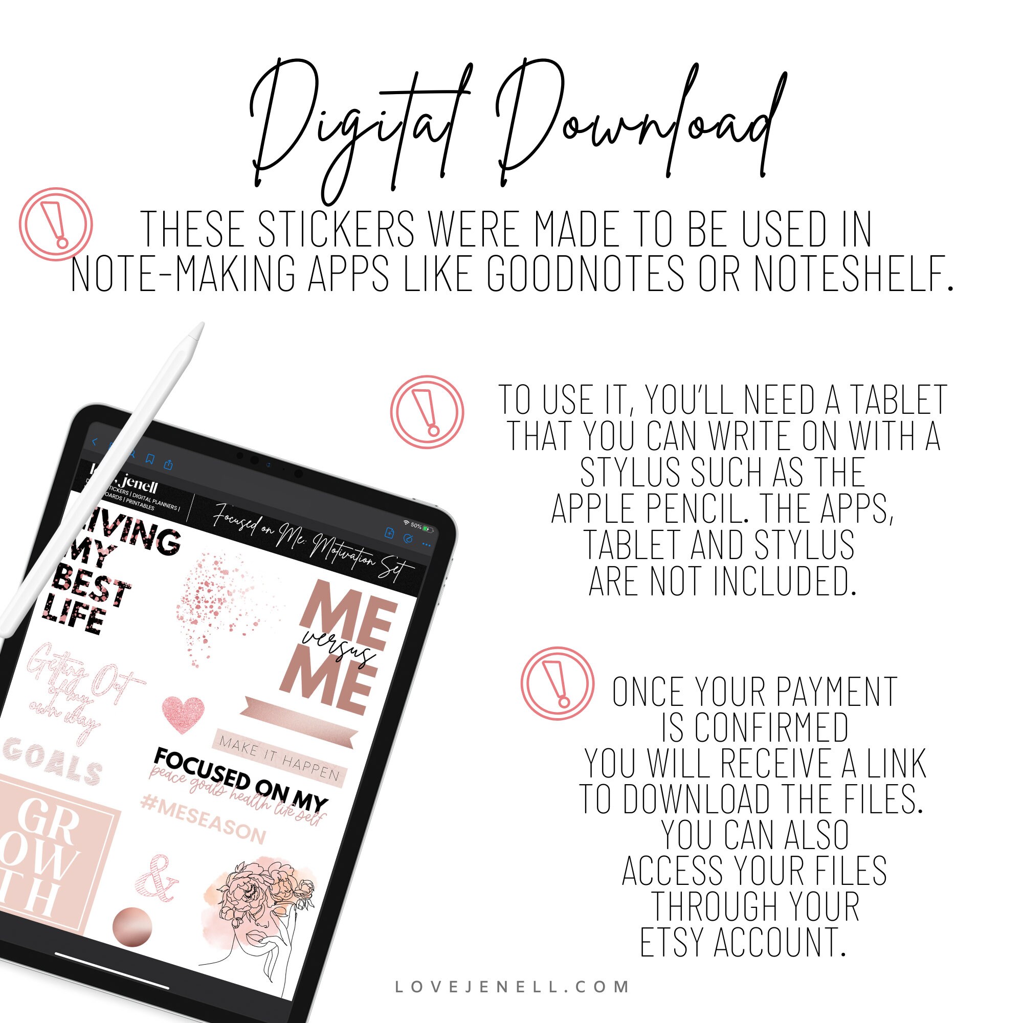 Digital Planner Stickers Motivational ~ Pre-cropped Goodnotes and PNG ...