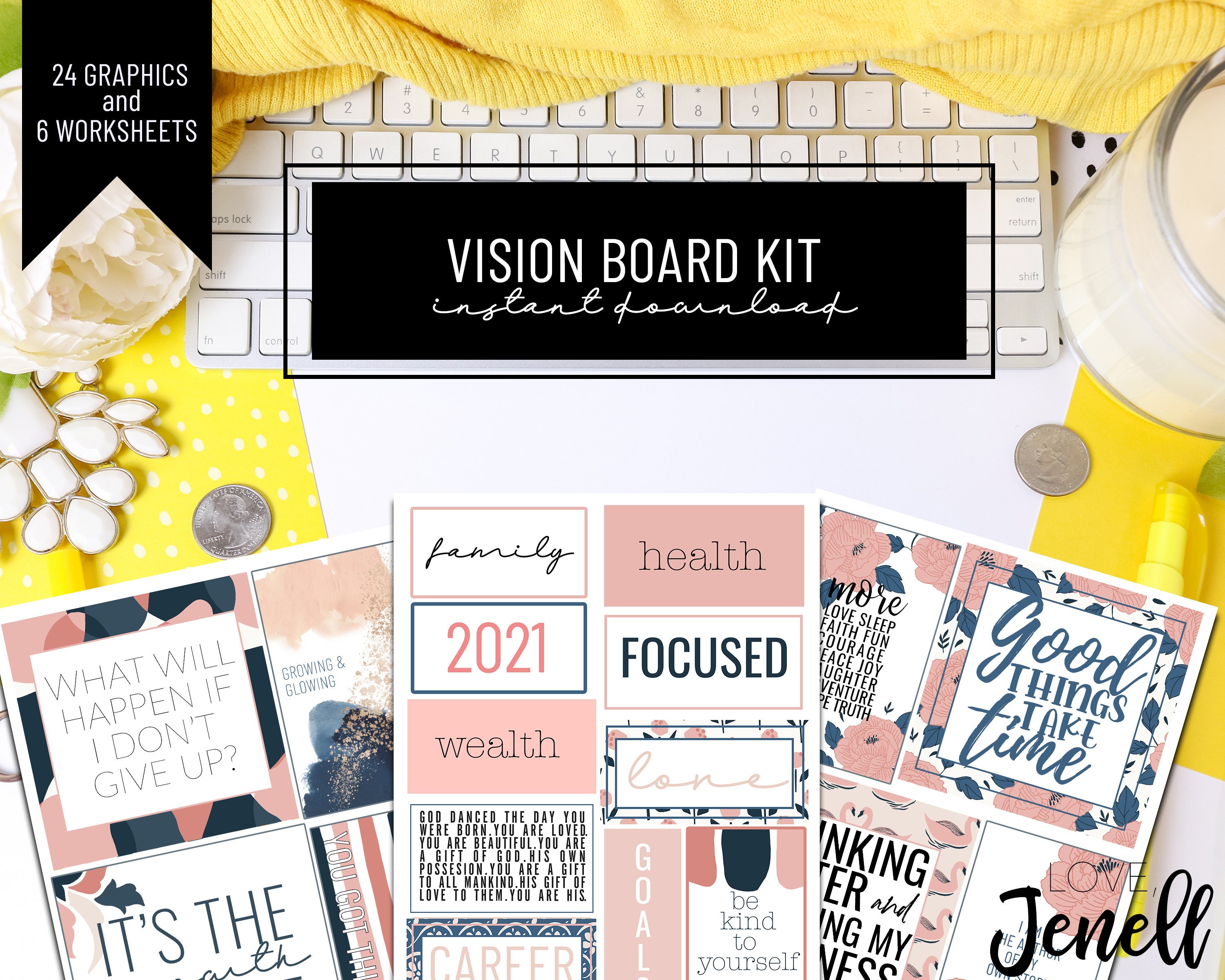 Vision Board Kit Printable Vision Board Goal Setting Sheets | Etsy