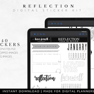 Year in Review  Digital Planner Journal Widgets - Scrapbooking, Memory Keeping, Journaling Pre-Cropped PNGs -Widget Stickers
